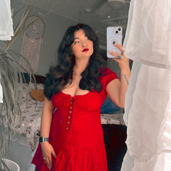 NWT Free People Perri Linen Drop Waist Mini Dress In Wild Rose - Picture 5 of 6